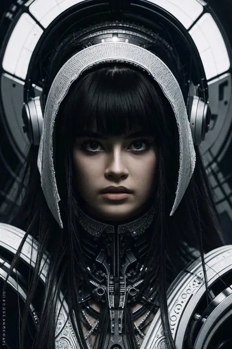 a close-up woman in masterpiece, perfect ligthing, bloom, cinematic lighting, horror art, dread, creepy, 8K,H.R. Giger, Tsutomu Nihei, (intricate details, hyperdetailed_1.15) <lora:Diana_Ankudinova_512x768:0.85>