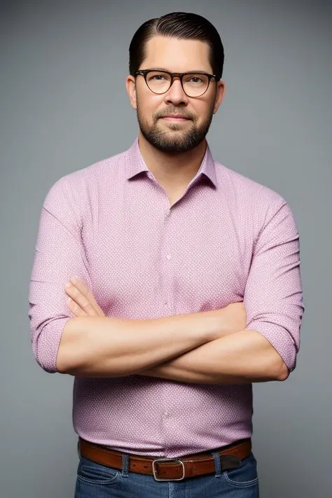 photo of Jimmie kesson,professional portrait,half body, hyper-realistic,highly detailed,24mm,dim lighting,high resolution,iPhoneX,by Peter Kemp,