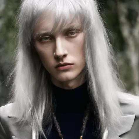 <lora:balenciaga:1>, balenciaga,
, sgstyle, long hair, tall, male, silver hair, right eye silver, left eye red, mature, philosopher, serious, messy hairstyle, sophisticated outfit, intricate,female,busty, heterochromania,