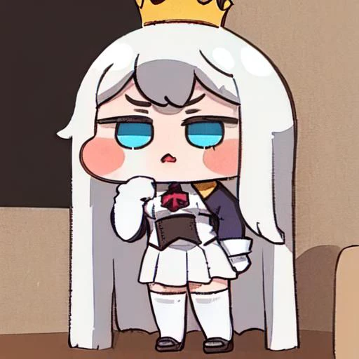 1girl, solo, long_hair, hands_on_own_face, breasts, blue_eyes, thighhighs, parted_lips, looking_at_viewer, skirt, water, white_thighhighs, hands_on_own_cheeks, white_hair, crown, small_breasts, flower, white_gloves, artist_name, white_skirt, lips
<lora:tuotuo_20230626001247-000016:1>