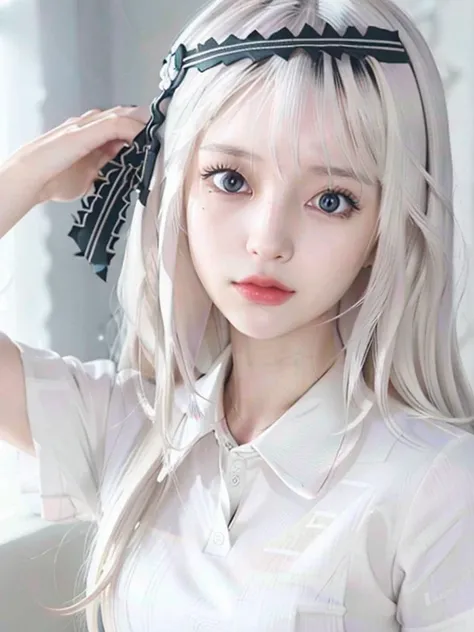 best quality,highly detailed,masterpiece,8K raw,ultra-detailed,solo,1girl,Delicate eyes,long_hair,blue_eyes,(hairband),(White hair:1.5),(school uniform:1),expressionless, <lora:kaguyaSamaLoveIsWar_skV1:1>, <lora:koreanDollLikeness_v15:0.6>, pureerosface_v1