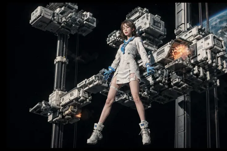 Space elevator, 1girl,on fire, solo,a colorful mecha girl on the front of space elevator,nsfw
(best quality), (masterpiece),(ultra-detailed:1.2),(photorealistic:1.4),(highres),
scenery, sky, planet, space, star \(sky\), cloud, spacecraft
<lora:qinfen_20230614211347-000000:0.7> <lora:on_fire:0.4>