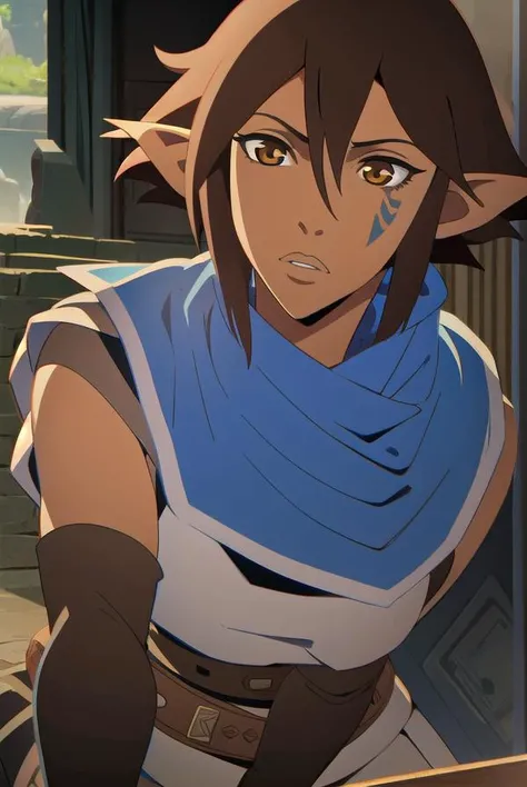 dragonagemiriam, <lyco:miriam-lyco-nochekaiser:1>, 
miriam, short hair, brown hair, pointy ears, elf, (brown eyes:1.4),
BREAK belt, scarf, armor, blue scarf,
BREAK looking at viewer,
BREAK outdoors,
BREAK <lyco:GoodHands-beta2:1>, (masterpiece:1.2), best quality, high resolution, unity 8k wallpaper, (illustration:0.8), (beautiful detailed eyes:1.6), extremely detailed face, perfect lighting, extremely detailed CG, (perfect hands, perfect anatomy),