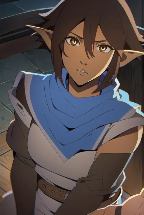 dragonagemiriam, <lyco:miriam-lyco-nochekaiser:1>, 
miriam, short hair, brown hair, pointy ears, elf, (brown eyes:1.4),
BREAK belt, scarf, armor, blue scarf,
BREAK looking at viewer,
BREAK outdoors,
BREAK <lyco:GoodHands-beta2:1>, (masterpiece:1.2), best quality, high resolution, unity 8k wallpaper, (illustration:0.8), (beautiful detailed eyes:1.6), extremely detailed face, perfect lighting, extremely detailed CG, (perfect hands, perfect anatomy),