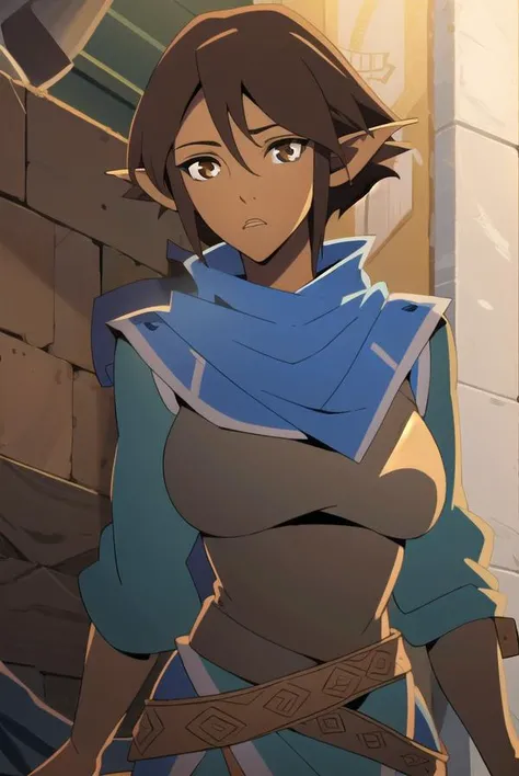 dragonagemiriam, <lyco:miriam-lyco-nochekaiser:1>,
miriam, short hair, brown hair, pointy ears, elf, (brown eyes:1.4),
BREAK belt, scarf, armor, blue scarf,
BREAK looking at viewer,
BREAK outdoors,
BREAK <lyco:GoodHands-beta2:1>, (masterpiece:1.2), best quality, high resolution, unity 8k wallpaper, (illustration:0.8), (beautiful detailed eyes:1.6), extremely detailed face, perfect lighting, extremely detailed CG, (perfect hands, perfect anatomy),