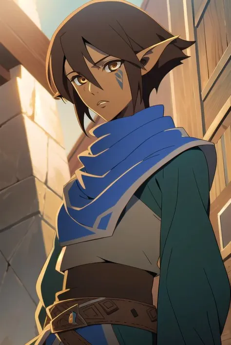 dragonagemiriam, <lyco:miriam-lyco-nochekaiser:1>,
miriam, short hair, brown hair, pointy ears, elf, (brown eyes:1.4),
BREAK belt, scarf, armor, blue scarf,
BREAK looking at viewer,
BREAK outdoors,
BREAK <lyco:GoodHands-beta2:1>, (masterpiece:1.2), best quality, high resolution, unity 8k wallpaper, (illustration:0.8), (beautiful detailed eyes:1.6), extremely detailed face, perfect lighting, extremely detailed CG, (perfect hands, perfect anatomy),