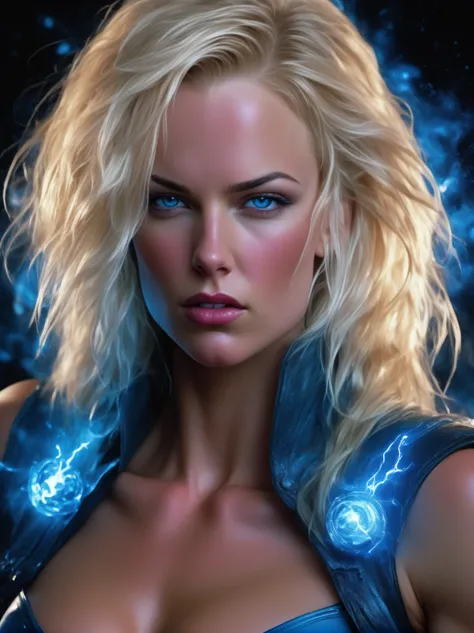 NikkiTylerQuiron woman, abs,  blonde hair, skin pores, detailed skin texture, (blush:0.5), (goosebumps:0.5), subsurface scattering ,
dark fantasy, digital painting, chaotic mage trying to hide his powers, blue sparks, realistic lighting, realistic reflections, masterpiece, great art, high quality, super detailed, best quality, award-winning, 8k
<lora:SDXL1.0_quiron_NikkiTyler_v9.1p_lora:1>,