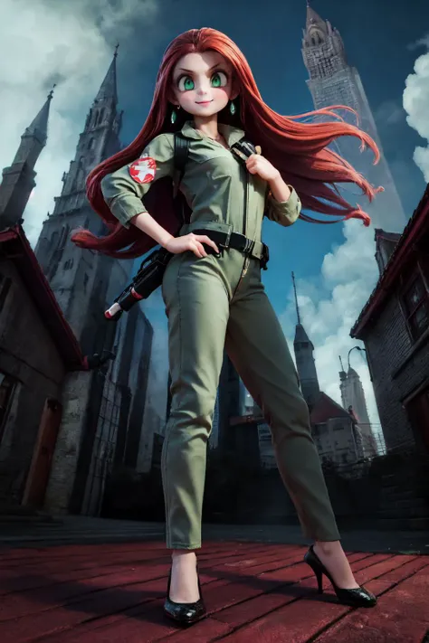 (masterpiece, best quality;1.3), extremely detailed ,ultra detailed, 1girl, solo, smile,
<lora:Ghostbuster:0.6>ghostbuster uniform,protopack, mikm,
, newyork city, <lora:MiKmv1-1500b:0.75> standing, fighting stance, from below,
earrings, green_eyes, high_heels, jewelry, long_hair, red hair, roof top, many towers, many houses, flying ghosts,
