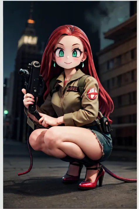 (masterpiece, best quality;1.3), extremely detailed ,ultra detailed, 1girl, solo, smile,
<lora:Ghostbuster:0.7>ghostbuster uniform,protopack, mikm,
, newyork city, <lora:MiKmv1-1500b:0.7> squatting,
earrings, green_eyes, high_heels, jewelry, long_hair, red hair,