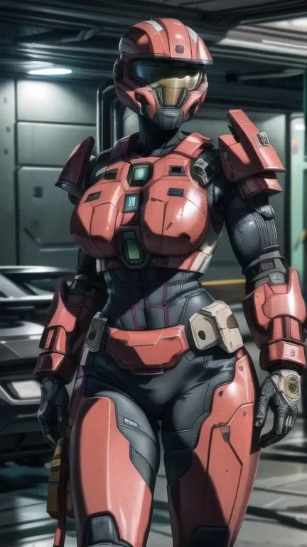 (masterpiece, best quality:1.4), colorful, vibrant image, sharp focus, highly detailed, intricate, ultra detailed textures, digital art, HDR, 8K, detailed eyes, <lora:more_details:0.8>, <lora:boldline:0.5>, <lora:LowRA:0.6>, 256 color palette, spartan, 1girl, helmet, faceless, armor, gloves, power armor, science fiction, crotch plate, breastplate, large breasts, narrow waist, <lora:spartan halo:1.0>