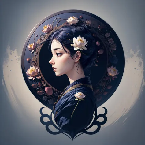 realistic photo of a (lotus bloom), profile picture, icon, logo, simple background, extreme quality, masterpiece, 8k, depth of field, intricate details, indigo