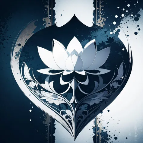 realistic photo of a (lotus bloom), icon, logo, simple background, extreme quality, masterpiece, 8k, depth of field, intricate details, indigo, (no humans)