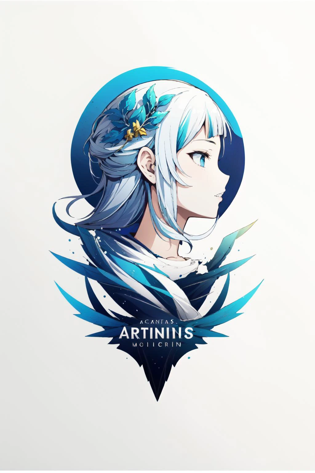 (masterpiece, best quality), intricate details, 8k, artstation, wallpaper, official art, sharp focus,
1girl,
<lora:logo_v1-000012:0.8> logo, white background,simple background, positive and negative space
<lora:gawrGuraHololiveAll_v4AllOutfits:0.8> gawr gura, sharp teeth, gura_atlantis, gradient dress, laurel crown,