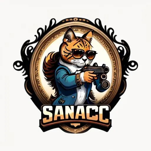 (masterpiece, best quality), intricate details, 3D, artstation, wallpaper, official art, sharp focus,  <lora:logo_v1-000012:0.7> , LOGO, a cat in sunglasses with a gun, (gun:1.2), cat, ( the Baroque age:1.2), black sunglasses, cyberpunk, retro,  white background,simple background, positive and negative space