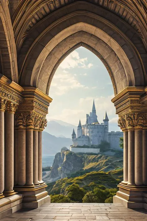 <lyco:di.FFUSION.ai-tXe-FXAA:2.0> Intricately detailed stone luxurious fantasy castle arch column stone walls, (masterpiece) (best quality) (detailed) (8k) (HDR) (wallpaper) (cinematic lighting) (sharp focus) (intricate) Game of Thrones hogwarts PaintStyle4 protogemb2