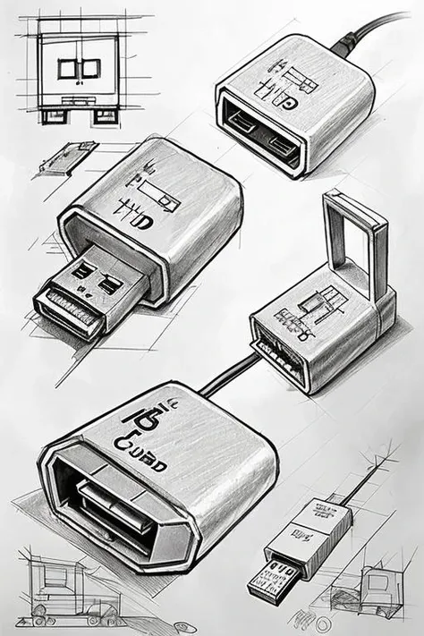 <lora:Drawing_Lesson:1> drawing lesson of usb adapter