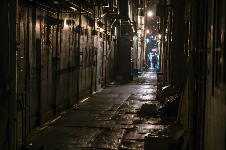 no humans,outdoors,<lora:dirty alley_v1:0.7>, ruanyi046,dirty alley,night,dark,dim lighting,, (8k, RAW photo, best quality, masterpiece:1.3),(realistic, photo-realistic:1.37),realistic skin texture,(photorealistic:1.3),(hyperrealistic:1.2), 1 cute girl,solo,( beautiful eyes:1.2),perfect face
