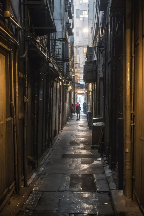 no humans,outdoors,<lora:dirty alley_v1:0.5>, ruanyi046,dirty alley,night,dark,dim lighting,, (8k, RAW photo, best quality, masterpiece:1.3),(realistic, photo-realistic:1.37),realistic skin texture,(photorealistic:1.3),(hyperrealistic:1.2), 1 cute girl,solo,( beautiful eyes:1.2),perfect face