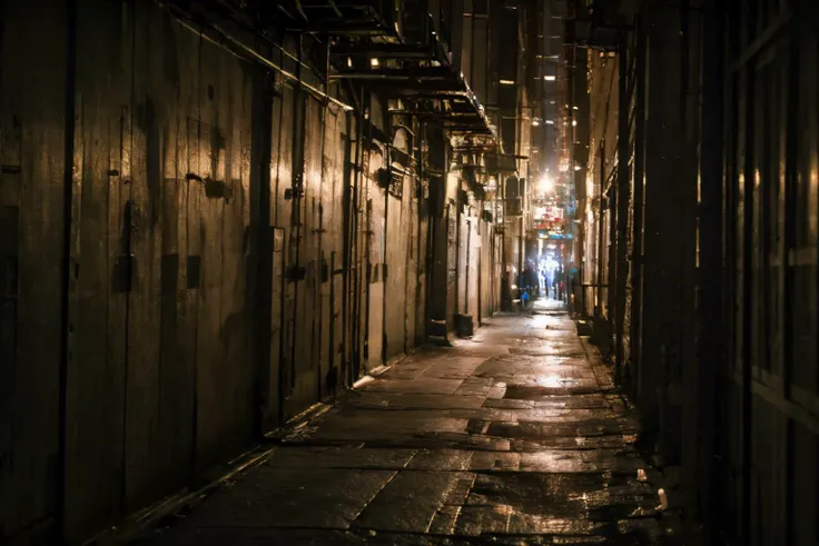 no humans,outdoors,<lora:dirty alley_v1:0.7>, ruanyi046,dirty alley,night,dark,dim lighting,, (8k, RAW photo, best quality, masterpiece:1.3),(realistic, photo-realistic:1.37),realistic skin texture,(photorealistic:1.3),(hyperrealistic:1.2), 1 cute girl,solo,( beautiful eyes:1.2),perfect face