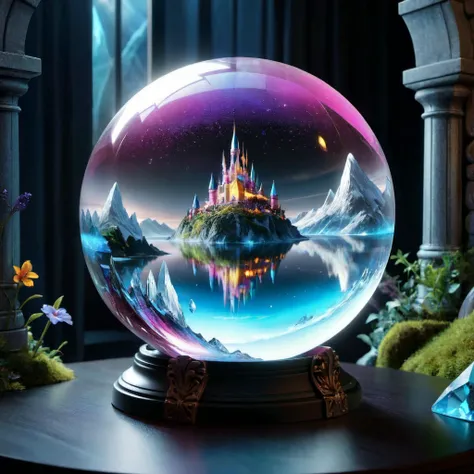 8k, epic realistic, high detail, 

Fantasy style,

within a crystal sphere is a fantasy land, colorful and surreal,

<lora:RMSDXL_Enhance:0.45>,
<lora:add-detail-xl:0.8>,
<lora:RMSDXL_Darkness_Cinema:0.5>,
<lora:RMSDXL_Photo:0.45>,