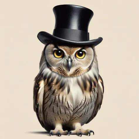 a owl with a top hat