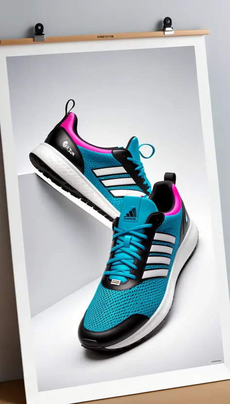 advertising poster style sneaker, professional, modern, product-focused, commercial, eye-catching, highly detailed