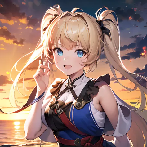 (masterpiece:1.5), (official art:1.2), 8k, (best quality:1.2), highres,<lora:CchanVTB:0.9>,xiaoroubao,dress,fang,1girl,(extremely detailed CG), illustration, extremely detailed figure,highly detailed skin), cinematic lighting, Cg,ultra-detailed, illustration, wind,mysterious, detailed beautiful eyes, detailed hear, cloud, ocean,smile, hand up, ix