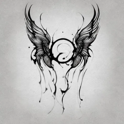 <lora:1y0n:0.8>1y0n wings
monochrome, tattoo design