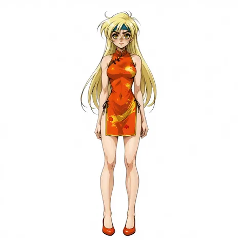 <lora:VSJumXLpony001>,
solo,
VSJum,1girl,blonde hair,long hair,headband,yellow eyes,
full body,
print_cheongsam,