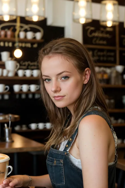 <lora:Gabi:0.8>, full color portrait of a young woman, having coffee at a vintage cafe, natural light, RAW photo, subject, 8k uhd, dslr, soft lighting, high quality, film grain, Fujifilm XT3