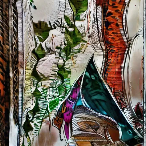 beautiful image of tiger hiding in bushes in the style of <lora:madhubnillust-000012:0.9>, sunset scene, river