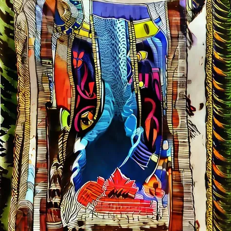 beautiful image of tiger hiding in bushes in the style of <lora:madhubnillust-000012:0.9>, sunset scene, river