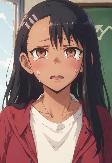 best quality, masterpiece, highres, solo, {nagatoro_hayase_donttoywithmemissnagatoro:0.90}, crying, sobbing, tears, portrait, looking at viewer