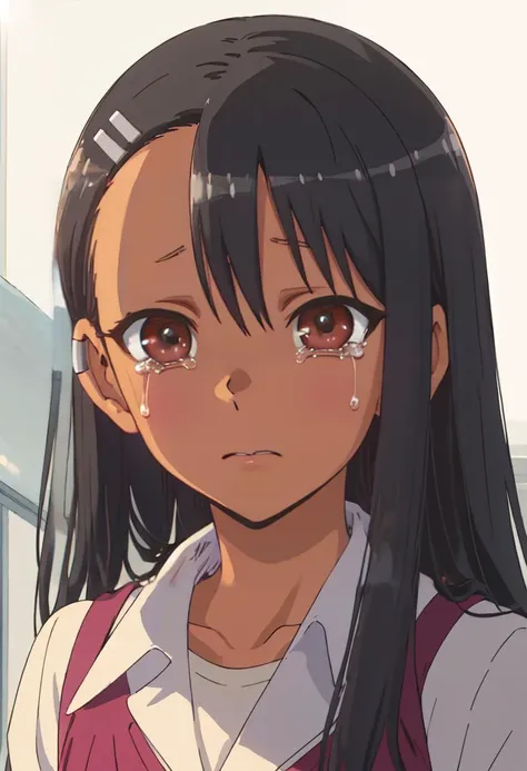 best quality, masterpiece, highres, solo, (nagatoro_hayase_donttoywithmemissnagatoro:1.10), crying, sobbing, tears, portrait, looking at viewer, anime_style, 45 <lora:nagatoro_hayase_donttoywithmemissnagatoro:0.80>