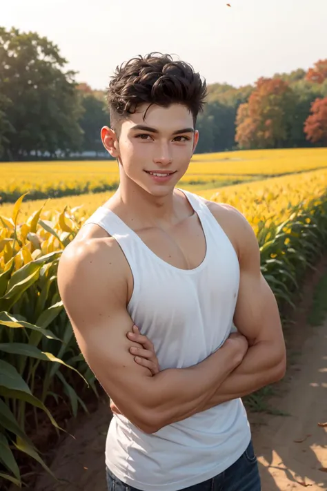 a young koran male model, athletic build, full naked, sexy, and have big and strong dick, make the dick highlight, strong confident pose, sunflower field, (best quality, 4k, 8k, highres, masterpiece:1.2), ultra-detailed, (realistic, photorealistic, photo-realistic:1.37), HDR, UHD, studio lighting, highly detailed eyes and face, vibrant colors, bokeh 