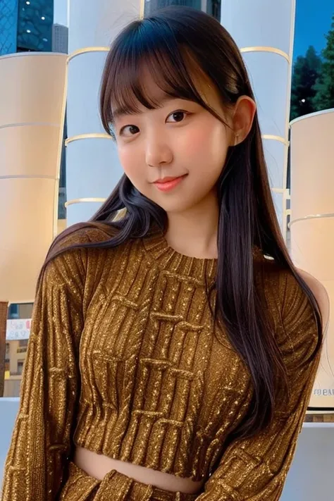 "1girl,photo of pyoapple, brown hair,best quality,sweater,long sleeves,(detailed face:1.4), (looking at another:1.4), shiny skin, smile, city at night background ,(half body:1)
<lora:last-000005:0.850>
