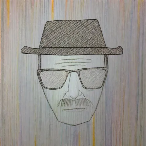 walter white with hat and black sunglasses,mustache,<lora:crayons_v1_sdxl:1>