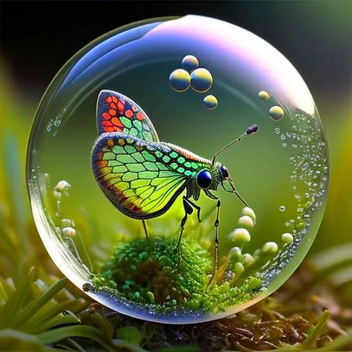 bubblerealm <lora:bubblerealm_model:0.65> insect , garden