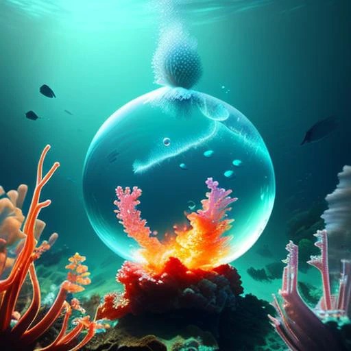 bubblerealm <lora:bubblerealm_model:0.75> underwater fire