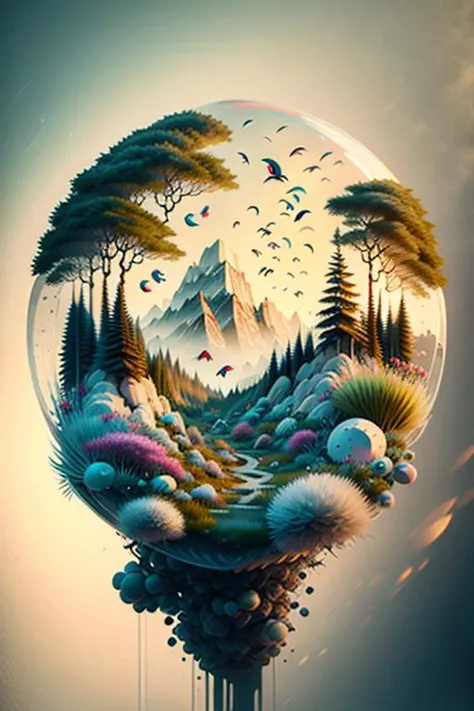(8k, RAW photo, best quality, masterpiece:1.2), bubblerealm <lora:bubblerealm_model:0.9> grimm forest, (ink, white background, )isometric_dreams, <lora:Ink scenery:1>