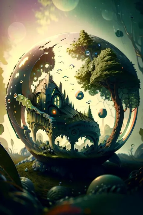 (8k, RAW photo, best quality, masterpiece:1.2), bubblerealm <lora:bubblerealm_model:1> grimm forest, isometric_dreams, <lora:TentacleHorrorAI:1>
