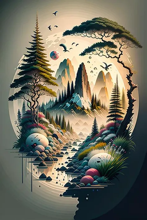 (8k, RAW photo, best quality, masterpiece:1.2), bubblerealm <lora:bubblerealm_model:0.5> grimm forest, (ink, white background), isometric_dreams, <lora:Ink scenery:1>