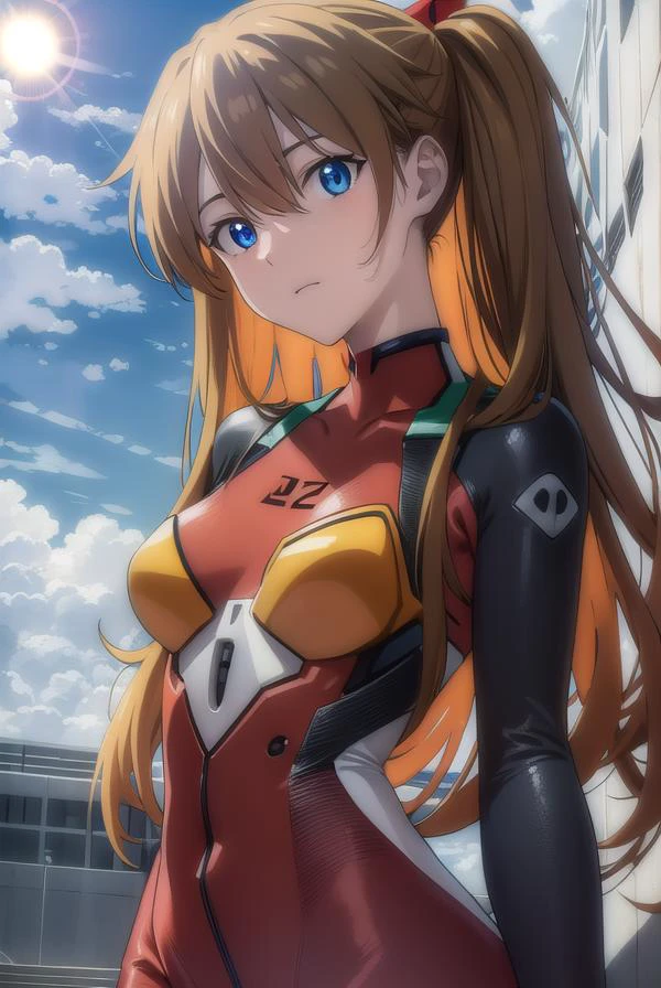 asukalangley, <lora:asuka langley soryu rebuild-lora-nochekaiser:1>,
asuka langley soryu, (souryuu asuka langley:1.2), long hair, bangs, blue eyes, brown hair, hair ornament,
BREAK bodysuit, pilot suit, plugsuit, (red bodysuit:1.5), interface headset,
BREAK outdoors, city, sky, clouds, sun,
BREAK looking at viewer, (cowboy shot:1.5),
BREAK <lyco:GoodHands-beta2:1>, (masterpiece:1.2), best quality, high resolution, unity 8k wallpaper, (illustration:0.8), (beautiful detailed eyes:1.6), extremely detailed face, perfect lighting, extremely detailed CG, (perfect hands, perfect anatomy),