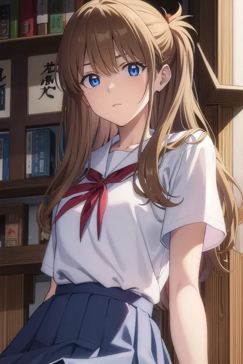 asukalangley, <lora:asuka langley soryu rebuild-lora-nochekaiser:1>, 
asuka langley soryu, (souryuu asuka langley:1.2), long hair, bangs, blue eyes, brown hair, hair ornament,
BREAK skirt, shirt, ribbon, school uniform, white shirt, short sleeves, blue skirt, watch, wristwatch, (tokyo-3 middle school uniform:1.5),
BREAK indoors, classroom,
BREAK looking at viewer, (cowboy shot:1.5),
BREAK <lyco:GoodHands-beta2:1>, (masterpiece:1.2), best quality, high resolution, unity 8k wallpaper, (illustration:0.8), (beautiful detailed eyes:1.6), extremely detailed face, perfect lighting, extremely detailed CG, (perfect hands, perfect anatomy),