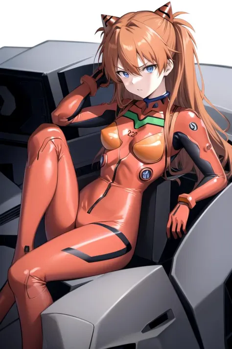 <lora:asukalangley:1>, best quality, 1girl, asuka langley soryu, blue eyes, hair between eyes, headgear, interface headset, orange hair, bodysuit, plugsuit, red bodysuit, skintight, angry, (sitting in the cockpit of a mecha), masterpiece
