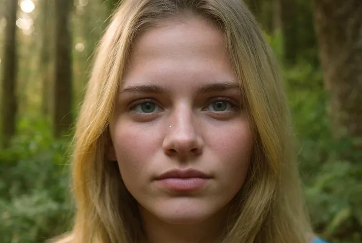 raw photo of a young woman, perfect face, perfect day, [happy to see you], surprised you are here so early, in the jungle for a research project, center frame, upper body, sharp focus, 8k uhd