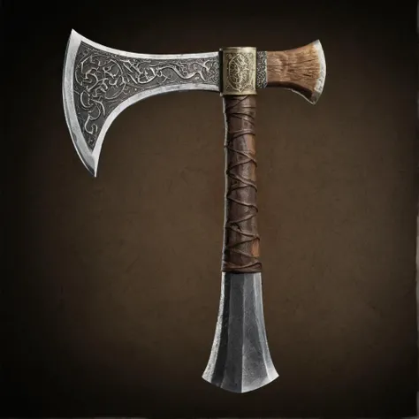 item,medival,<lora:DonM1uth3rXL:0.4>,middle ages,<lora:Medieval_Memories:0.9>,solid background,axe,