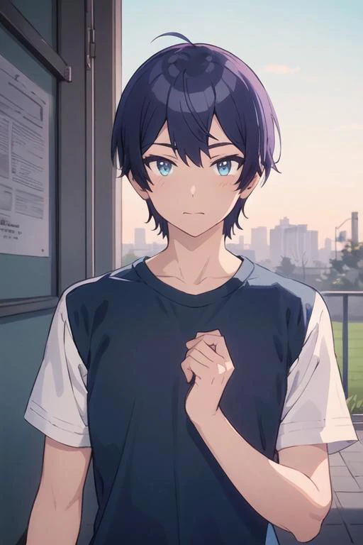 masterpiece, best quality, ultra-detailed, illustration, 1boy, solo, male focus, looking at viewer, upper body, , <lora:sueharu_maru:0.70>, sueharu_maru, , sportswear