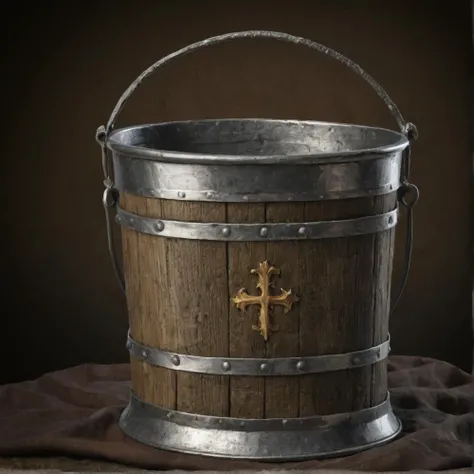 item,medival,<lora:DonM1uth3rXL:0.4>,bucket,middle ages,<lora:Medieval_Memories:0.9>,solid background,