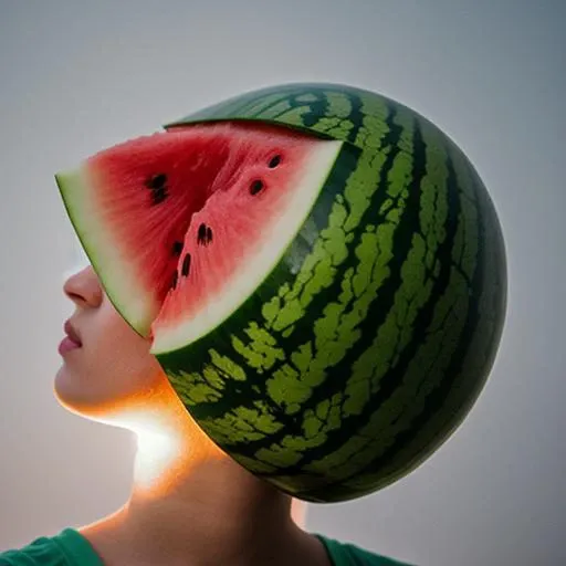 watermelon helmet, Beautiful Lighting, Dramatic, Color Grading, Canon50, Glamor Shot, HD, Photo